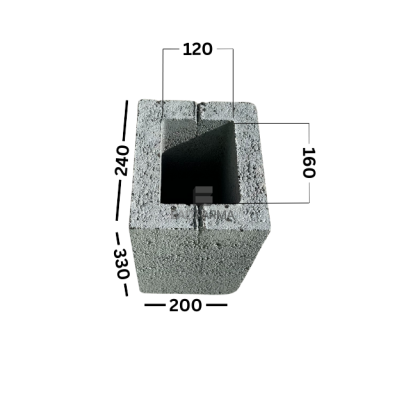 PW1/20-33-24, 1 kanalo ventiliaciniai blokeliai, 200x300x240, anga 120x160 181021