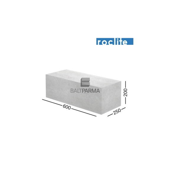 Roclite 250 akyto betono blokeliai 250x200x600 4 MPa ypač stiprūs