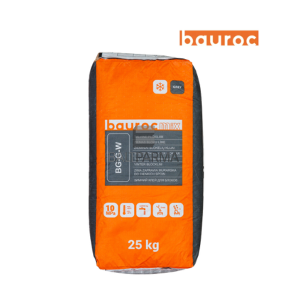 Bauroc MIX BG-G-W, pilki blokelių klijai, žieminiai, -10C, 25kg, 10MPa