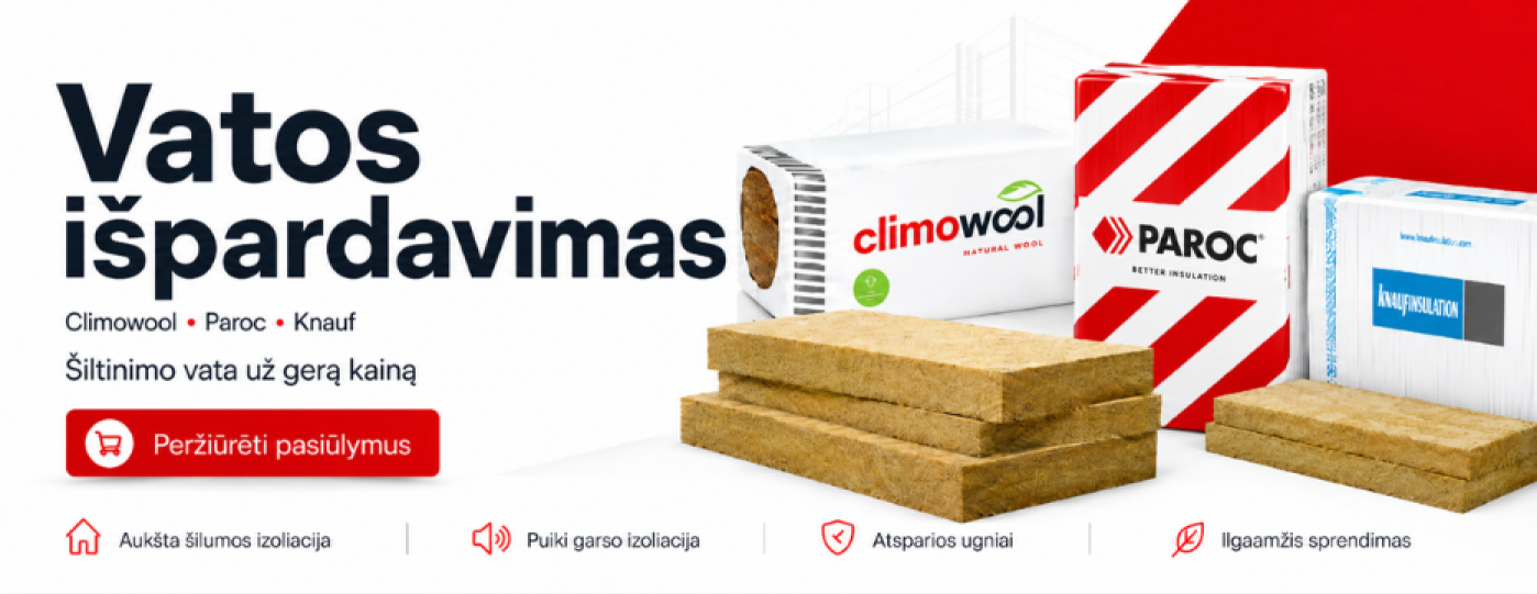 Mineralinė vata išpardavimas: climowool, paroc, knauf