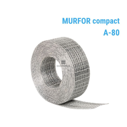Armatūra BAUROC/SILROC (armavimo juosta mūrui) MURFOR COMPACT A-80 80mm, 30m, visų rūšių blokeliams, kodas 57911