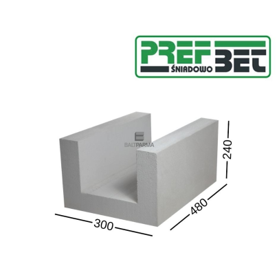 PREFBET N30 U formos akyto betono blokelis 30 cm 300x240x480