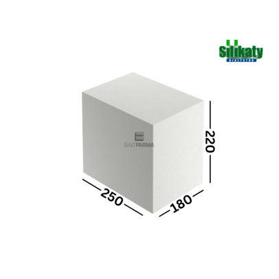 SILIKAT A25 250mm (180mm) silikatiniai blokeliai akustiniai pilnaviduriai 25MPa 250 (180)x220x180 (250) lygus