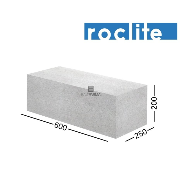 ROCLITE 250 akyto betono blokeliai 250x200x600