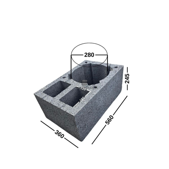 PK+2W 36-25-56 blokeliai ventiliacijai/ stulpams/ kolonoms/ kaminams 360x245x560, D380, kodas 131005