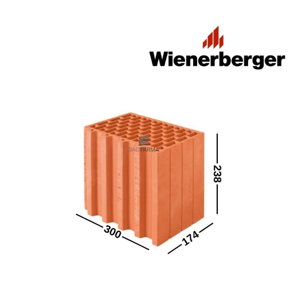 WIENERBERGER P+W 300K kampiniai keraminiai blokeliai 300x238x174